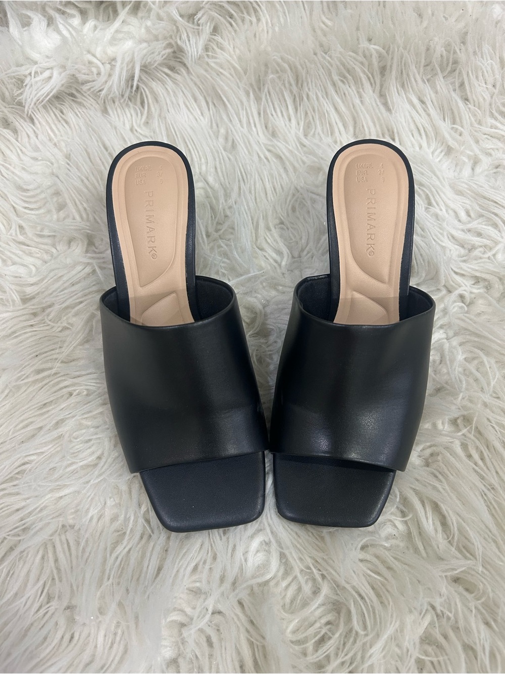 Primark Black Square-Toe Slide Mules
